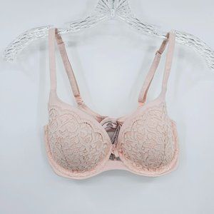 Victorias Secret Body by Victoria Lined Demi Bra 32DD Pink Padded Underwire Lace